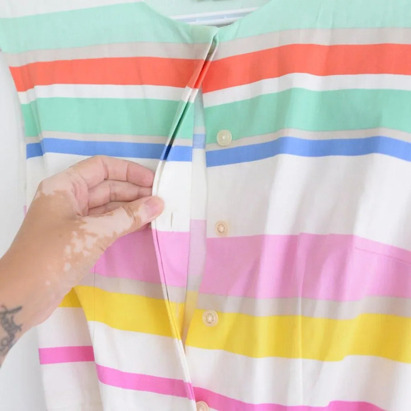 Kate Spade New York Multi Cape Stripe Pleated  Shirt Midi Dress 0 - Picture 11 of 15